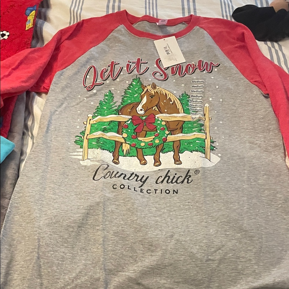 Red and Gray Long Sleeve Tee